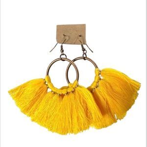 Boho Yellow Tasseled Earrings (A)117